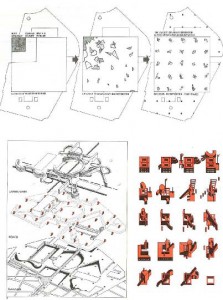 Parc de la Villette - Bernard Tschumi - Un parco pensato come un edificio discontinuo ed un luogo multiprogrammatico - punti + linee + superfici; scomposizione, ricomposizione, griglia compositiva