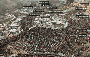 Bonifica spazio pubblico attraverso l’azione sociale. Piazza Tahrir, Cairo. 8 luglio 2011. Fotografata da Mohamed Elshahed